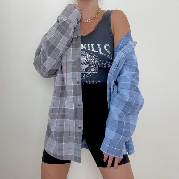 Reworked Franken Flannel in Grey & Blue - Picture 6 of 10